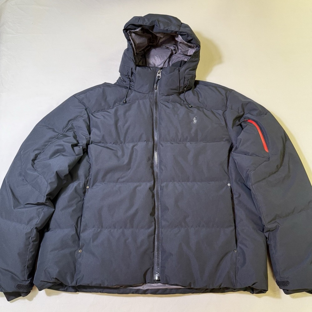 Polo Ralph Lauren Tyrol Puffer Jacket Mens Size 1XB Black Down Filled Hooded EUC